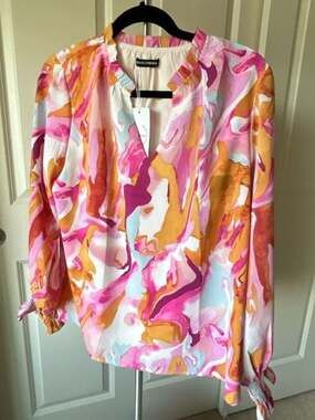 Mascomoda Abstract Print Long Sleeve Blouse Size M